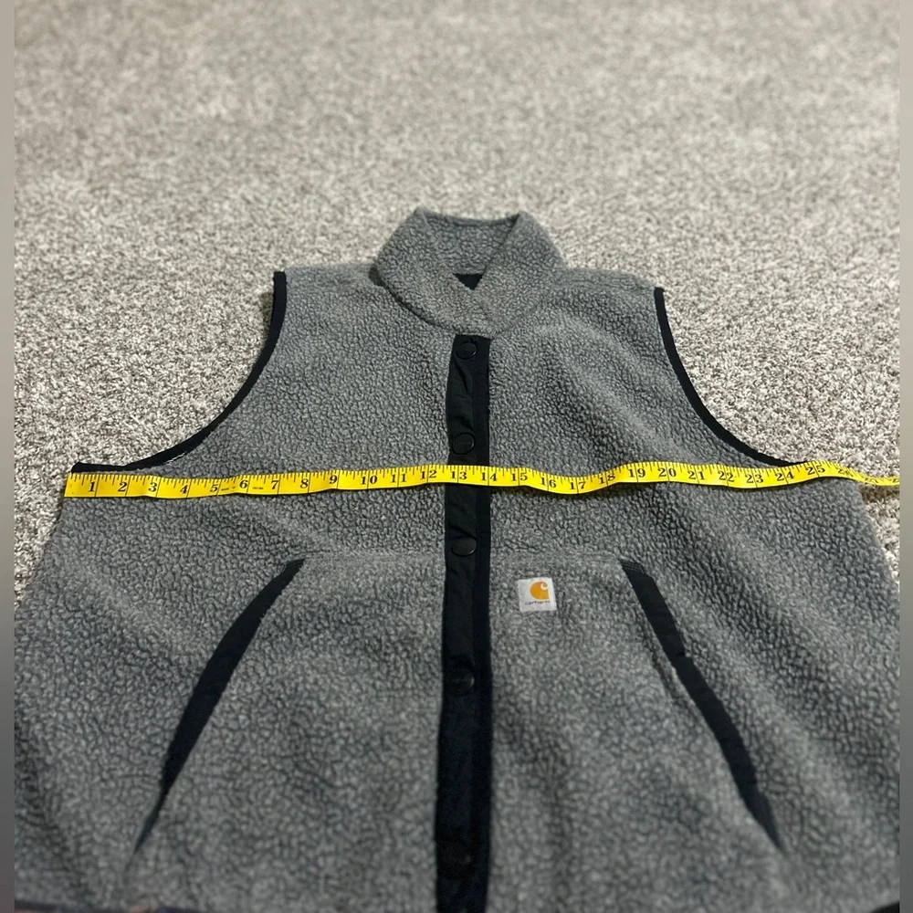 Carhartt Women's Vest XXL (20) Relaxed Fit Sherpa Fleece Snap Front Gray Black - Picture 12 of 12